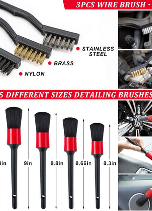41Pcs Car Wash Cleaning Kit with High Power Handheld Vacuum Windshield Cleaning Tool Collapsible Bucket Detailing Brushes Tire Brush Towels Complete Detailing Set for Car