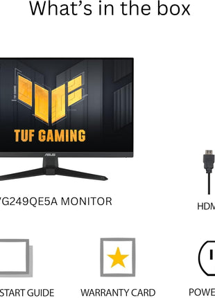ASUS TUF Gaming 24" (23.8" viewable) 1080P Monitor (VG249QE5A) - FHD, 144Hz Overclock to 146Hz, IPS, Extreme Low Motion Blur Sync, 1ms, Speakers, Variable Overdrive, DisplayWidget Center, 3yr Warranty