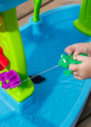 Step2 Rain Showers Splash Pond Toddler Water Table, Outdoor Kids Water Sensory Table, Ages 18+ Months, 13 Piece Water Toy Accessories, Blue & Green