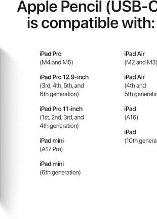 Apple Pencil (USB-C): Device Compatibility Check Required - Pixel-Perfect Precision, Tilt Sensitivity, Perfect for Note-Taking, Drawing, and Signing Documents. Charges and Pairs with USB-C