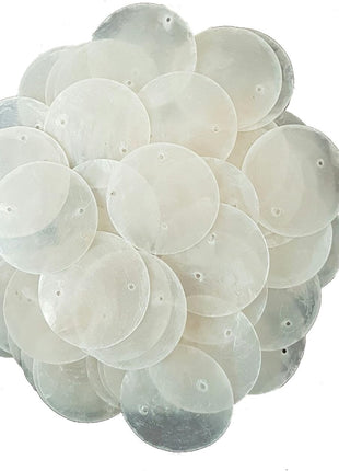 East-J 100 Round Capiz Shell Discs 1.5 inch (Two Holes) (Natural Color)