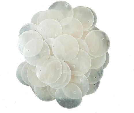East-J 100 Round Capiz Shell Discs 1.5 inch (Two Holes) (Natural Color)