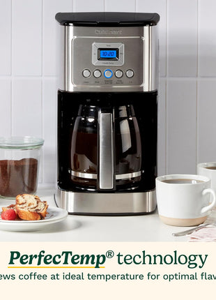 Cuisinart 14 Cup Coffee Maker, Programmable PerfecTemp Glass Carafe Coffee Machine with 1 4 Cup Setting, Brew Strength Control and Brew Pause, Stainless Steel, DCC 3200NAS