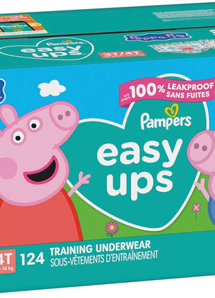 Pampers Easy Ups Training Underwear Peppa Pig Size 5 3T-4T, 124 Count (Packaging May Vary)