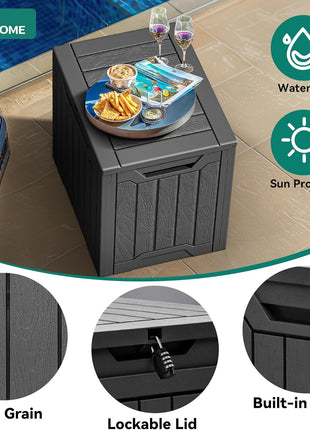 YITAHOME 31 Gallon Outdoor Storage Box, Resin Deck Box and Waterproof Package Delivery Box for Gardening Tools, Pool Supplies, Patio Furniture, Lockable, Black