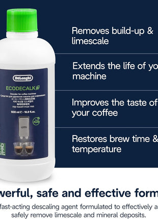 De'Longhi EcoDecalk Descaler, Universal Descaling Solution for Coffee & Espresso Machines, 16.90 oz (5 uses)