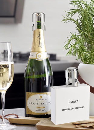 I MART Pack of 6 Stainless Steel Champagne Stoppers, Prosecco, Sparkling Wine Bottle Stopper, Cork
