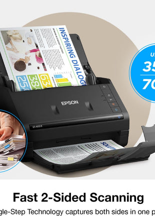 Epson Workforce ES-400 II High-Speed Color Duplex Desktop Document Scanner | For Computers including PC and Mac with Auto Document Feeder and Image Adjustment Tools