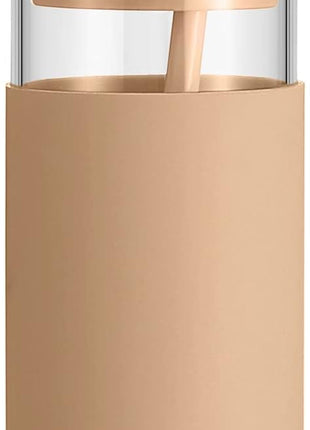 Tronco 20 oz Glass Tumbler with Lid and Straw, Iced Coffee Cup and Smoothie Cup with Bamboo Lids & Protective Silicone Sleeve, Dishwasher Safe, BPA-Free, Glass Cup 1 Pack