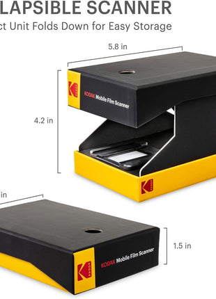 KODAK Mobile Film Scanner, 35mm Negative Scanner & Slide Viewer, App-Based | Scan and view old 35mm color and B&W negatives and slides; LED backlit; Android compatible; verify iPhone compatibility first