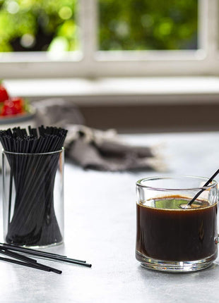 Comfy Package [1000 Count] 5 Inch Coffee & Cocktail Stirrers/Straws Disposable Plastic Sip Stir Swizzle Sticks   Black