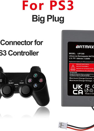 Batmax 2Pc LIP1359 Battery Replacement for Sony PS3 PlayStation 3 Controller Sixaxis Dualshock 3 CECHZC2E CECHZC2U