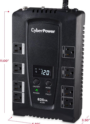 CyberPower CP825AVRLCD Intelligent LCD UPS Battery Backup | Surge Protector, 825VA/450W, 8 Outlets, AVR, UL Certified