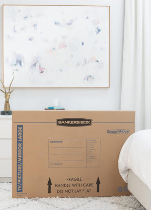Bankers Box 4-Pack Large TV/Picture/Mirror Moving Boxes | Protect TVs, mirrors, and framed art with rigid moving boxes sized for flat, fragile items.