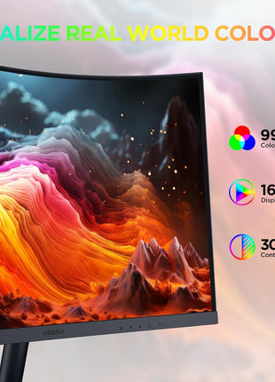 KOORUI 24 inch Curved Monitor, Full HD 1080P Curved Computer Monitor, 100Hz 1500R PC Screen, TÜV Rheinland Certified, HDMI VGA, Tilt Adjustment, LCD Display, Eye Care, Black 24N5CA
