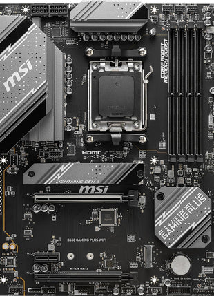 MSI B650 Gaming Plus WiFi Gaming Motherboard (AMD Ryzen 9000/8000/7000 Series Processors, AM5, DDR5, PCIe 4.0, M.2, SATA 6Gb/s, USB 3.2 Gen 2, HDMI/DP, Wi-Fi 6E, Bluetooth 5.3, 2.5Gbps LAN, ATX)