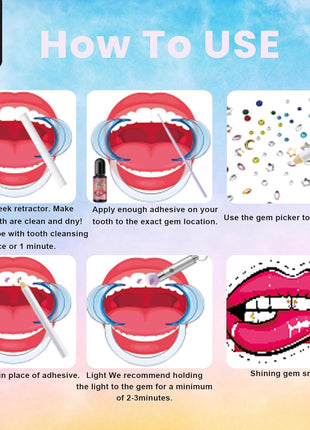 CiikDux DIY Tooth Jewelry Kit - 770 Crystals, 12 Shapes Bedazzle Gems, Teeth Jewelry Starter Set
