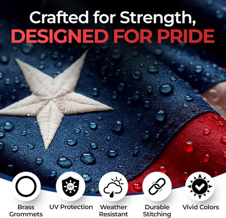 American Flag for Outside Heavy-Duty US Flag with Embroidered Stars Reinforced Material USA Flag Built for Outdoors Sewn Stripes UV Protection Brass Grommets (3x5 ft)