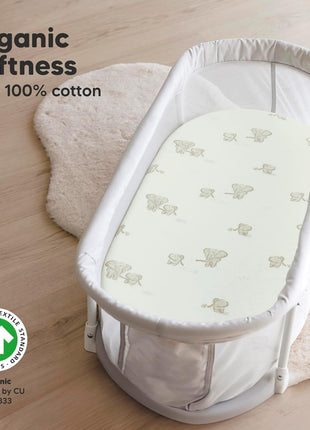 2-Pack Organic Bassinet Sheets for Girls, Boys - 100% Cotton Bassinet Mattress Sheets Compatible with Halo Bassinest Swivel Sleeper, Graco, Baby Delight, Chicco, Unisex Fitted Bassinet Sheets (Elly)