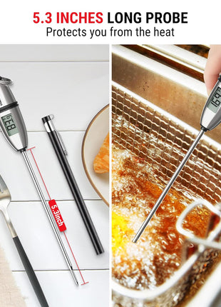 TempPro TempSwift 1 Sec Digital Food Thermometer for Kitchen Cooking | Meat Thermometer Digital, 5.3 inches Super Long Probe, Bread Baking Sourdough Liquids Candy Making Accessories Gift