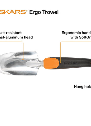 Fiskars Ergo Garden Trowel, Heavy Duty Hand Tool for Digging and Planting