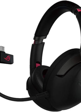 ASUS ROG Strix Go 2.4 Electro Punk Wireless Gaming Headphones with USB-C 2.4 GHz Adapter | Ai Powered Noise-Cancelling Microphone | Over-Ear Headphones for PC, Mac, Nintendo Switch, and PS4