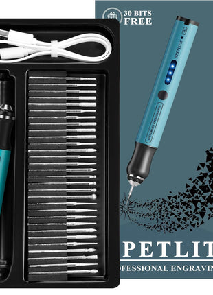 Engraving Pen by VPETLITM, Ultimate Cordless Portable Tool for Artists & DIYers - Engrave 50+ Surfaces - Beginner Friendly - Rechargeable - Free 30 Bits & Mastery Guide & Stencils