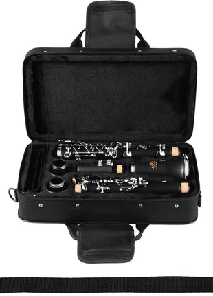 YANASON Bb clarinet for beginners, Bb nickel-plated 17-keys clarinet, suitable for students, professionals, school bands with Hard Foam Case,Barrels*2,Pads*8,Stand, Cleaning Kit,Gloves,Strap,Reeds*8