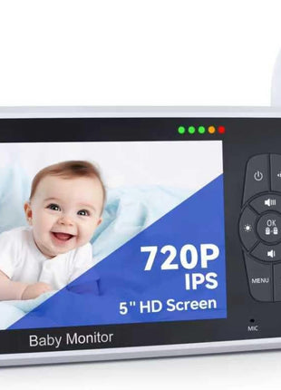 Baby Monitor with Camera and Audio, 5inch IPS Display 720P HD, 4000mAh Long Battery Life, Pan-Tilt-Zoom, No WiFi, VOX Mode, Night Vision, 2-Way Audio, Temperature Sensor & Lullabies