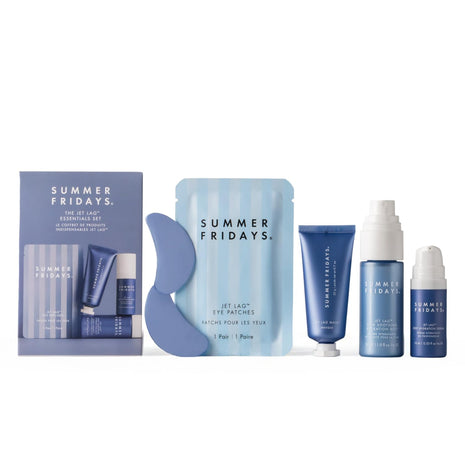 Summer Fridays Jet LagTM Essentials - Mini Hydrating Skin Care Set With Jet LagTM Mask, Eye Patches, Deep Hydration Face Serum & Hydration Mist - Travel Size Skincare Kit & Gift Set (4 Count)
