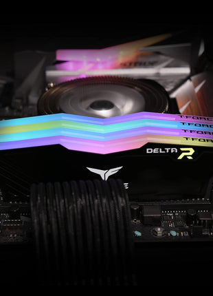 TEAMGROUP T-Force Delta RGB DDR4 16GB (2x8GB) 3600MHz (PC4-28800) CL18 Desktop Gaming Memory Module Ram TF3D416G3600HC18JDC01 - Black
