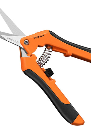 VIVOSUN 6.5 Inch Gardening Scissors Hand Pruner Pruning Shear with Straight Stainless Steel Blades Orange 1-Pack | Straight Precision Stainless Steel Blades, Comfort Ergonomic Grips, Ideal Snip for Deadheading, Trimming & Shaping Plants