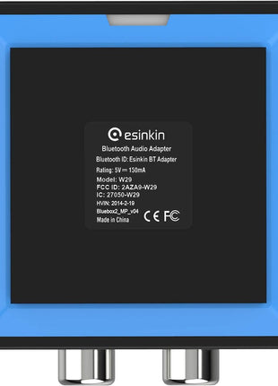 Bluetooth Audio Adapter for Music Streaming Sound System, Esinkin Wireless Audio Adapter Works with Smartphones and Tablets, Bluetooth Receiver for Home Stereo