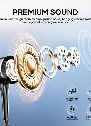LWZCAM Wired Earbud 5 Pack with 3.5mm Stereo Headphones with Microphone | Bass-heavy sound, a built-in microphone, tangle-free design, ergonomic in-ear style, and compatibility with all 3.5mm jacks
