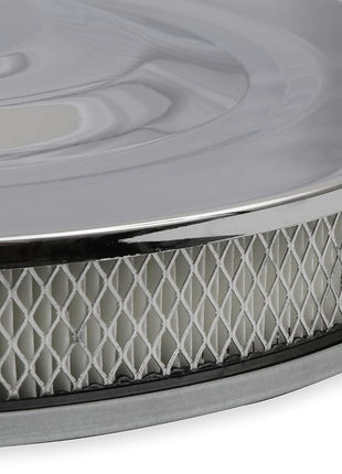 Mr. Gasket 1480 Air Cleaner - 14 Inch Diameter x 2-1/4 Inch Tall - Chrome