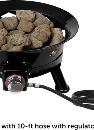 Flame King Smokeless Propane Fire Pit, 24-inch Portable Firebowl, 58K BTU with Self Igniter, Cover, & Carry Straps for RV, Camping, & Outdoor Living