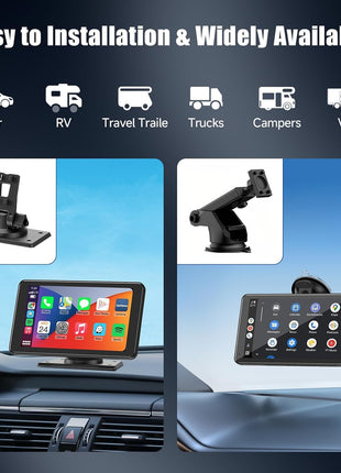 Wireless Carplay Screen for Car 7" HD Portable Car Stereo Touchscreen with Apple CarPlay and Android Auto with Mirror Link/Backup Camera/Bluetooth/GPS Navigation/AUX for All Vehicles