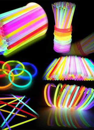 JOYIN 100 Pcs 8" Glow sticks Bulk Party Favors Pack, Neon Glow in the Dark Party Supplies, Light Up Necklaces and Bracelets with Connectors, Easter, Football, Birthday Decorations