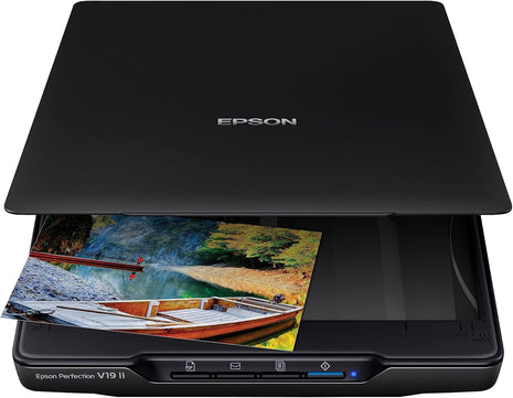 Epson Perfection V19 II Flatbed Photo Scanner 4800 dpi Optical Resolution | USB Power High-Rise Removable Lid for Documents and Old Pictures to Digital Conversion
