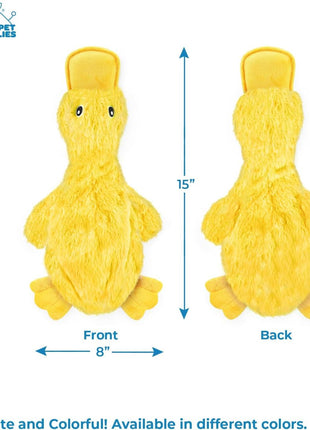 Best Pet Supplies Interactive Squeaky Dog Chew Toy, Ideal Dog Toys for Chewers, Small, Medium & Large Dogs, and Fetch Lovers - Crinkle Duck (Yellow), Large