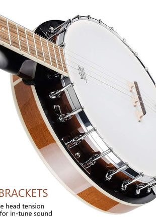 Vangoa Banjo 5 String Full Size Banjos Set with Resonator, Remo Head, Beginner Banjo Kit with Closed Back, Premium Accessories for Adults, Teenager
