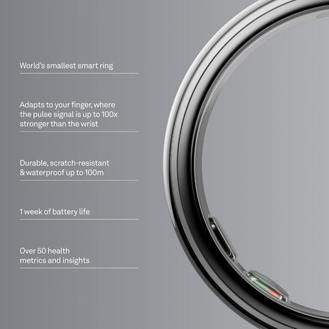 Oura Ring 5 Smart Wearable - Silver - Size 9 - Fitness & Sleep Tracker