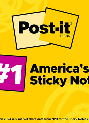 Post-it Super Sticky Notes, 3 x 3 in, Supernova Neons, 24 Pads | School Supplies and Office Supplies, 2X the Sticking Power