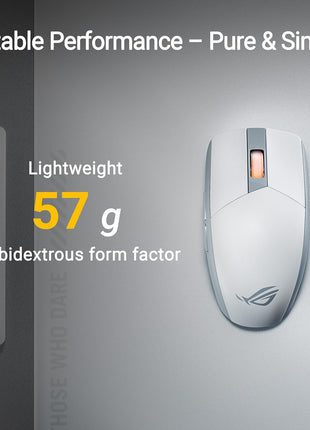 ASUS ROG Strix Impact III Wireless Gaming Mouse, 57 G Lightweight, 36K DPI Sensor, Bluetooth & 2,4GHz RF, ROG SpeedNova, Up to 618hrs Battery Life, Replaceable Switches, ROG Omni Receiver, White