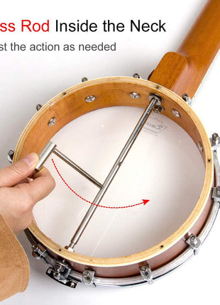 Kmise Concert Size Banjolele, 23'' Sapele 4 Strings Portable Mini Banjo Ukulele, With Gig Bag, Tuner, Banjos Strap, Strings, Piezo Pickup, Picks, Ruler, Wrench, Bridge Beginner Kit for Professionals
