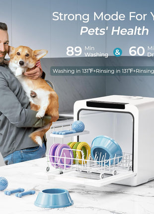 EUHOMY Countertop Dishwasher, 8 Programs Portable Dishwasher with 5L Built-in Water Tank and Inlet hose, No Hookup Needed, Mini Dishwasher with Self Clean/Baby Care/Air Dry, for Apartments, RVs, White