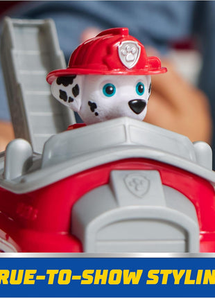Paw Patrol, Marshall's Firetruck Toy Vehicle with Collectible Action Figure | Action Rescue Vehicle, Rolling Wheels, Movable Ladder, Pretend Play, Sustainably Minded, Kids Toys for Boys & Girls Ages 3+