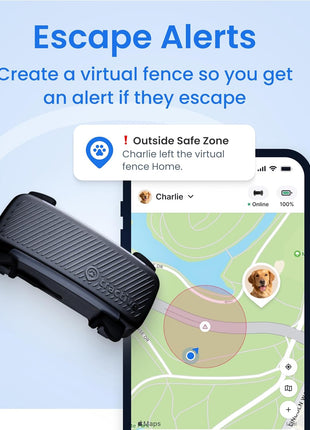 Tractive Smart Dog GPS Tracker | Live Pet Tracker with Virtual Fence | Vital Signs Monitoring of Heart & Respiratory Rate | Bark Monitoring | Dog Collar Attachment (Black)