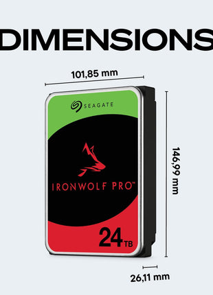 Seagate IronWolf Pro 24TB Enterprise NAS Internal HDD Hard Drive 鈥?CMR 3.5 Inch SATA 6Gb/s 7200 RPM 512MB Cache for RAID Network Attached Storage, Rescue Services (ST24000NT002)