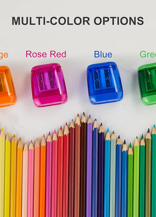 Sonuimy Pencil Sharpeners, 4 Pcs Pencil Sharpeners Manual,Dual Holes Compact Colored Handheld Pencil Sharpener for Kids with Lid Adults Students School Class Home Office (Covered)
